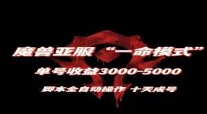 魔兽亚服一命模式，10天成号-单号3千-5千，脚本全自动操作，保姆级教学【揭秘】-淘金日记