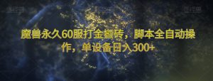 魔兽永久60服打金搬砖，脚本全自动操作，单设备日入300+【揭秘】-淘金日记