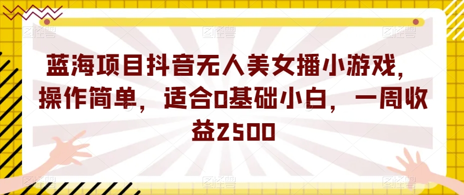 蓝海项目抖音无人美女播小游戏，操作简单，适合0基础小白，一周收益2500【揭秘】-淘金日记