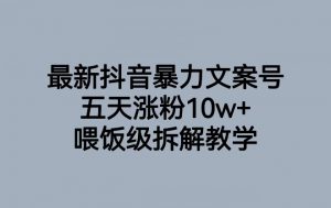 最新抖音暴力文案号，五天涨粉10w+，喂饭级拆解教学-淘金日记