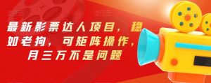 最新影票达人项目,稳如老狗,可矩阵操作,月三万不是问题【揭秘】-淘金日记