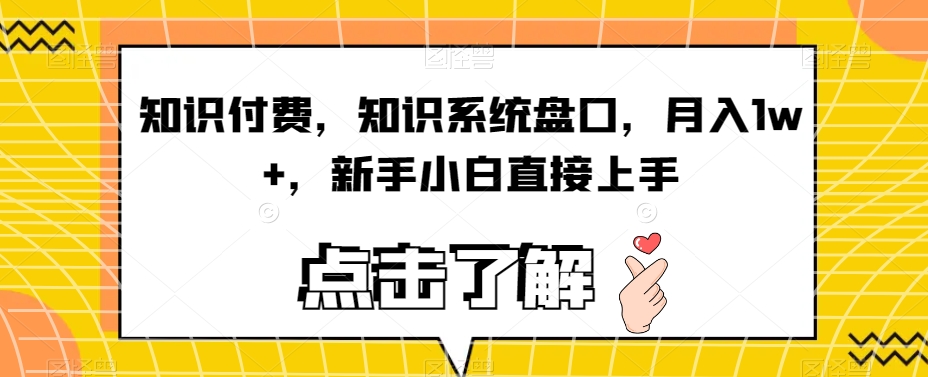 知识付费,知识系统盘口,月入1w+,新手小白直接上手-淘金日记