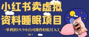 小红书卖虚拟资料睡眠项目,一单利润19.9小白可操作轻松月入3w+【揭秘】-淘金日记