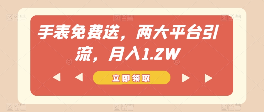 手表免费送,两大平台引流,月入1.2W【揭秘】-淘金日记