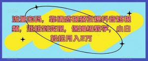 流量密码，靠情感视频引爆抖音短视频，涨粉到变现，保姆级教学，小白轻松月入2万【揭秘】-淘金日记