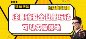 注册流掘金批量玩法，可以实操落地【揭秘】-淘金日记
