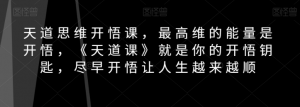 天道思维开悟课,最高维的能量是开悟,《天道课》就是你的开悟钥匙,尽早开悟让人生越来越顺-淘金日记