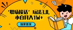 职场接话3.0玩法，小白易上手，暴力变现月入1w【揭秘】-淘金日记