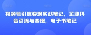 视频号引流变现实战笔记，企业抖音引流与变现，电子书笔记-淘金日记