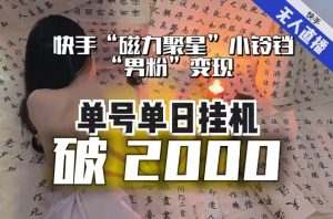 【日入破2000】快手无人直播不进人?“磁力聚星”没收益?不会卡屏、卡同城流量?最新课程会通通解决!-淘金日记