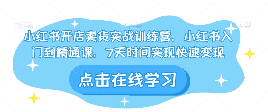 小红书开店卖货实战训练营,小红书入门到精通课,7天时间实现快速变现-淘金日记