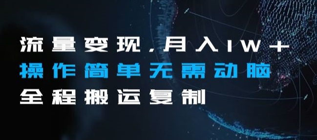 流量变现,月入1W+操作简单无需动脑全程搬运复制【揭秘】-淘金日记