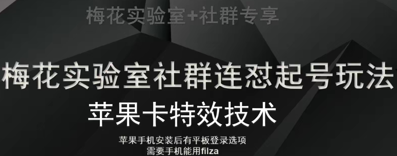 梅花实验室社群视频号连怼起号玩法，最新苹果卡特效技术-淘金日记