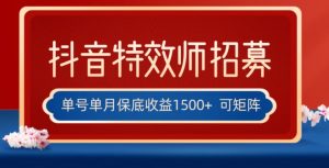 全网首发抖音特效师最新玩法,单号保底收益1500+,可多账号操作,每天操作十分钟【揭秘】-淘金日记