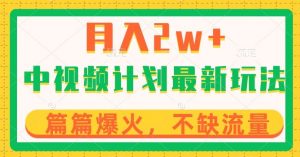 中视频计划全新玩法,月入2w+,收益稳定,几分钟一个作品,小白也可入局【揭秘】-淘金日记