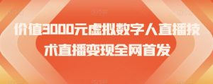 价值3000元虚拟数字人直播技术直播变现全网首发【揭秘】-淘金日记