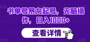 书单号暴力起号，无脑操作，日入1000+【揭秘】-淘金日记