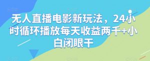 无人直播电影新玩法，24小时循环播放每天收益两千+小白闭眼干【揭秘】-淘金日记