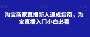 淘宝商家直播新人速成指南，淘宝直播入门小白必看-淘金日记