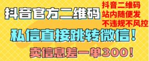 价值3000的技术！抖音二维码直跳微信！站内无限发不违规！-淘金日记
