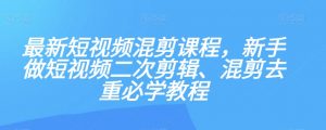 最新短视频混剪课程，新手做短视频二次剪辑、混剪去重必学教程-淘金日记