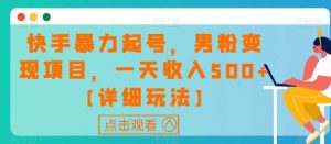 快手暴力起号,男粉变现项目,一天收入500+【详细玩法】【揭秘】-淘金日记