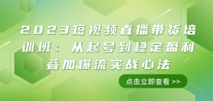 2023短视频直播带货培训班:从起号到稳定盈利叠加爆流实战心法(11节课)-淘金日记