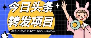 今日头条转发项目，单条视频收益400+,操作无脑简单【揭秘】-淘金日记