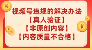 视频号【真人验证】【内容质量不合格】【非原创内容】的违规解决办法【揭秘】-淘金日记