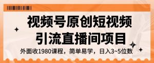 视频号原创短视频引流直播间项目，日入3~5五位数【揭秘】-淘金日记