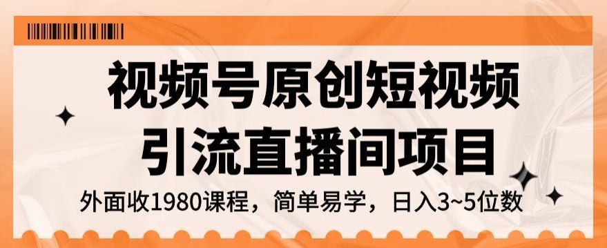 视频号原创短视频引流直播间项目，日入3~5五位数【揭秘】-淘金日记