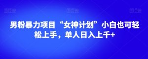 男粉暴力项目“女神计划”小白也可轻松上手,单人日入上千+【揭秘】-淘金日记