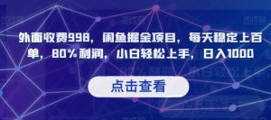 外面收费998,闲鱼掘金项目,每天稳定上百单,80%利润,小白轻松上手,日入1000【揭秘】-淘金日记