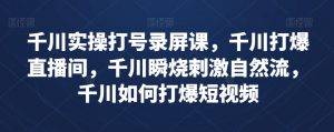 千川实操打号录屏课,千川打爆直播间,千川瞬烧刺激自然流,千川如何打爆短视频-淘金日记
