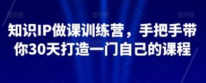 知识IP做课训练营,手把手带你30天打造一门自己的课程-淘金日记