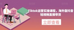 Tiktok运营实操课程，海外版抖音短视频直播带货-淘金日记