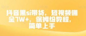 抖音黑si带货，短视频佣金7W+，保姆级教程，简单上手【揭秘】-淘金日记