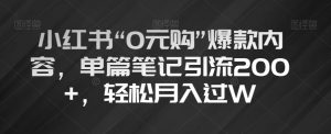 小红书“0元购”爆款内容，单篇笔记引流200+，轻松月入过W【揭秘】-淘金日记