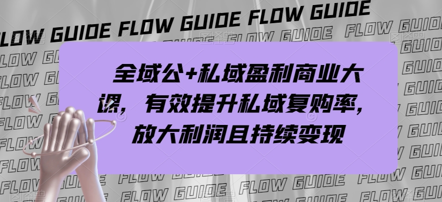 全域公+私域盈利商业大课,有效提升私域复购率,放大利润且持续变现-淘金日记