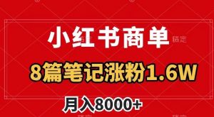 小红书商单最新玩法，8篇笔记涨粉1.6w，作品制作简单，月入8000+【揭秘】-淘金日记
