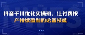 抖音千川优化实操班，让付费投产持续盈利的必备技能-淘金日记