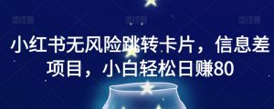小红书无风险跳转卡片,信息差项目,小白轻松日赚800【揭秘】-淘金日记