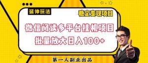 微信阅读多平台挂机项目批量放大日入100+【揭秘】-淘金日记