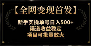 【全网变现首发】新手实操单号日入500+，渠道收益稳定，项目可批量放大【揭秘】-淘金日记