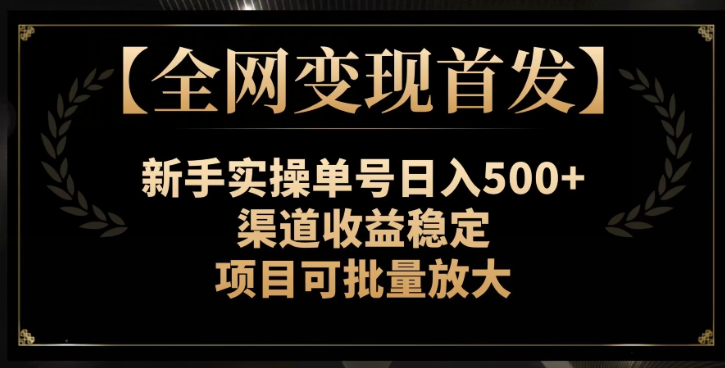 【全网变现首发】新手实操单号日入500+，渠道收益稳定，项目可批量放大【揭秘】-淘金日记