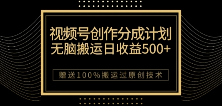 视频号分成计划与私域双重变现，纯搬运无技术，日入3~5位数【揭秘】-淘金日记