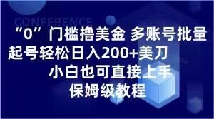 0门槛撸美金，多账号批量起号轻松日入200+美刀，小白也可直接上手，保姆级教程【揭秘】-淘金日记