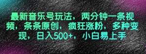 最新音乐号玩法,两分钟一条视频,条条原创,疯狂涨粉,多种变现,日入500+,小白易上手【揭秘】-淘金日记