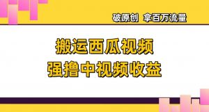 搬运西瓜视频强撸中视频收益，日赚600+破原创，拿百万流量【揭秘】-淘金日记