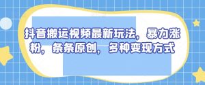 抖音搬运视频最新玩法，暴力涨粉，条条原创，多种变现方式【揭秘】-淘金日记